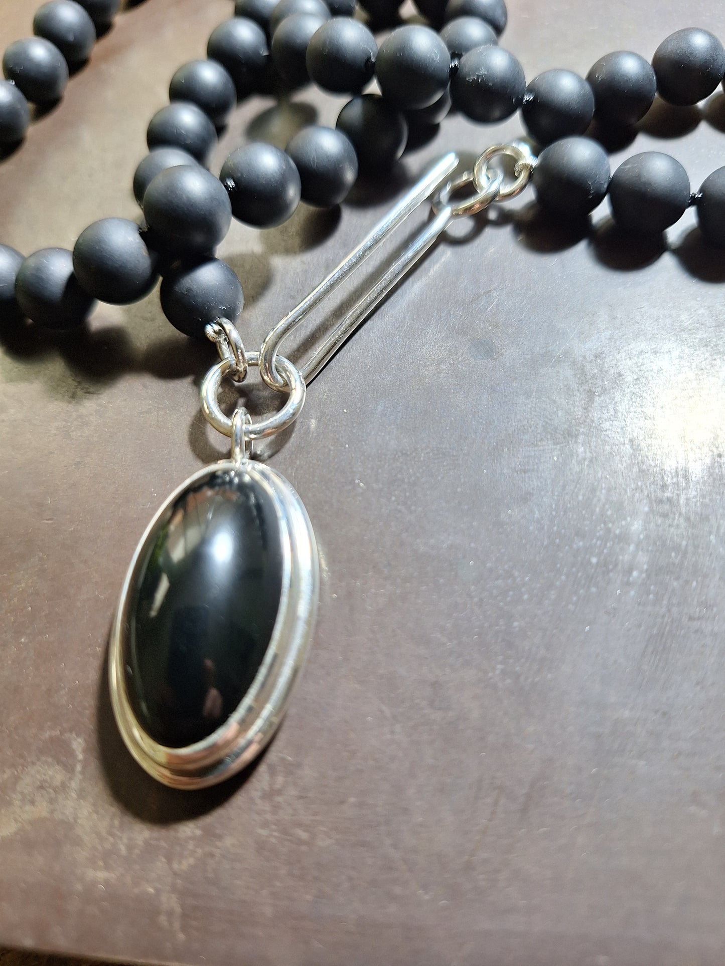 Black Jade pendant with onyx necklace