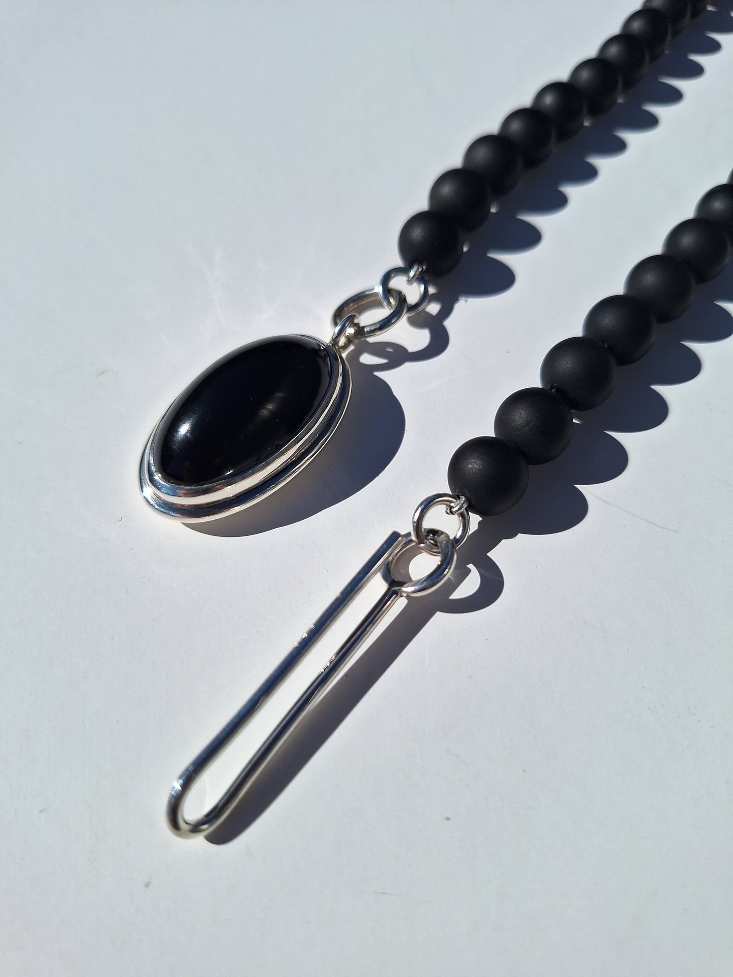 Black Jade pendant with onyx necklace