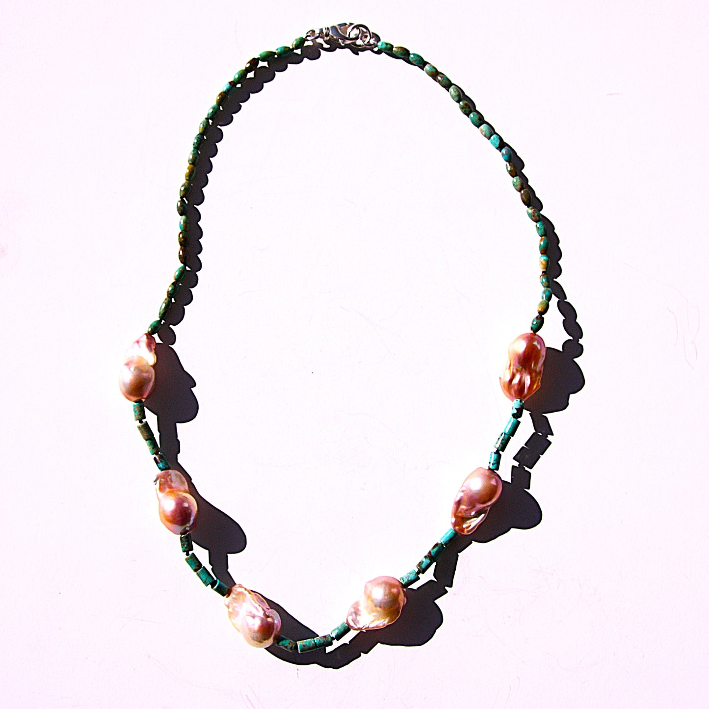 baroque pearl and turquiose necklace