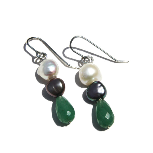 Pearl and green Quartz Earrings