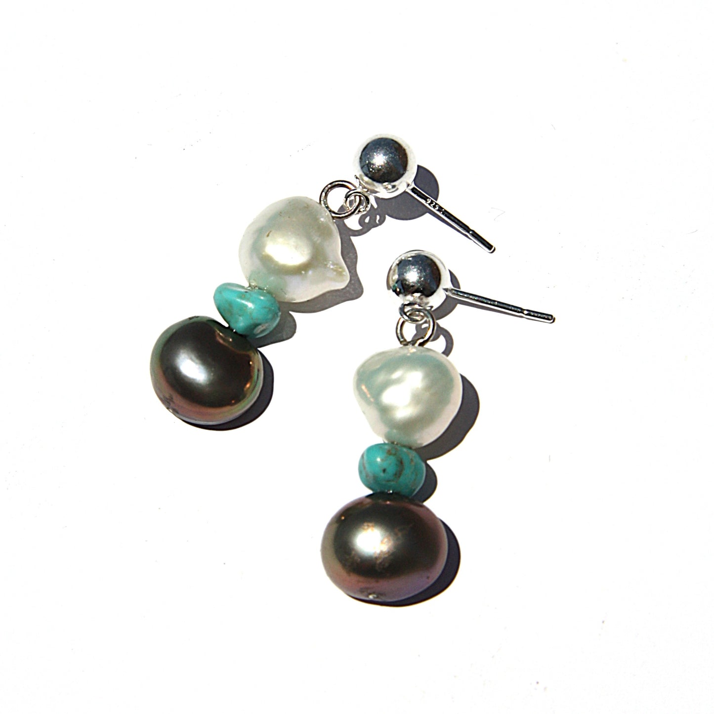 Pearl and Turquiose Drop Earrings