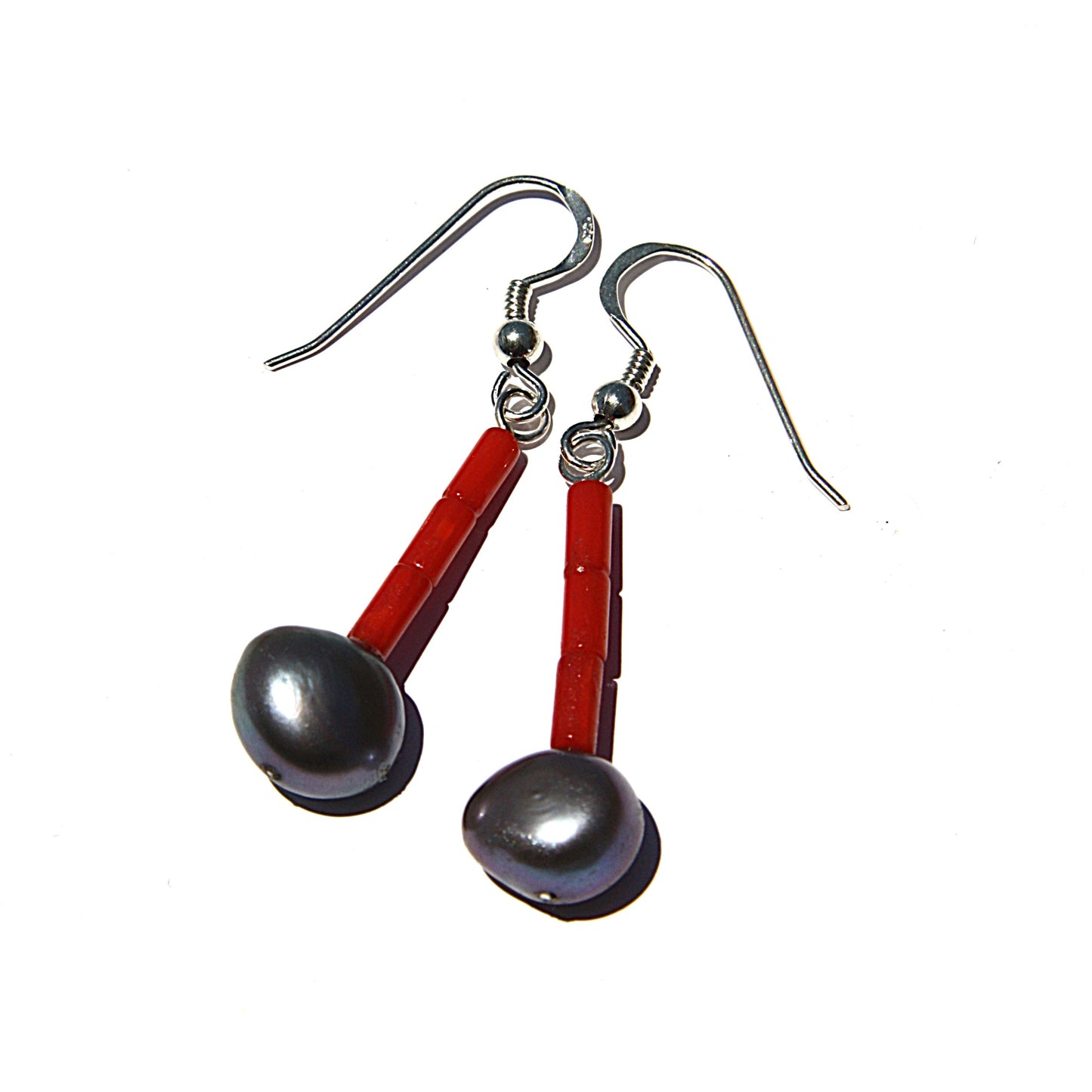 Black Pearl Coral Earrings