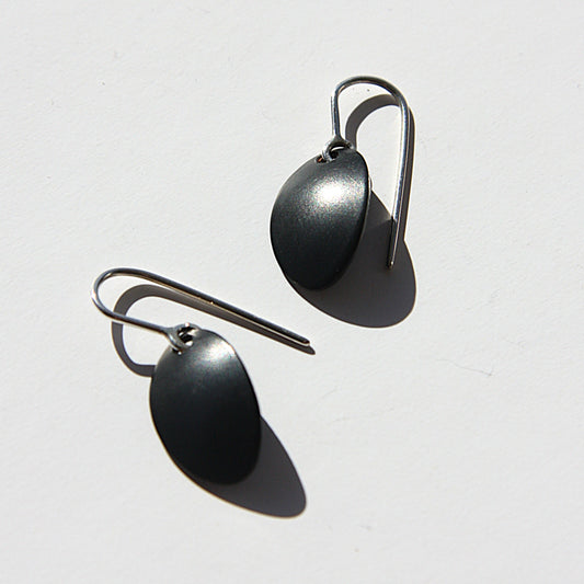 Black chrome oval earrings