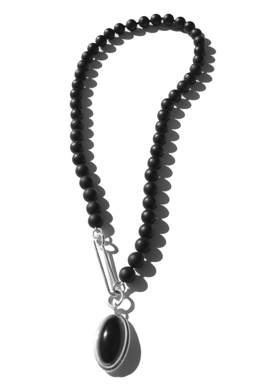 Black Jade pendant with onyx necklace