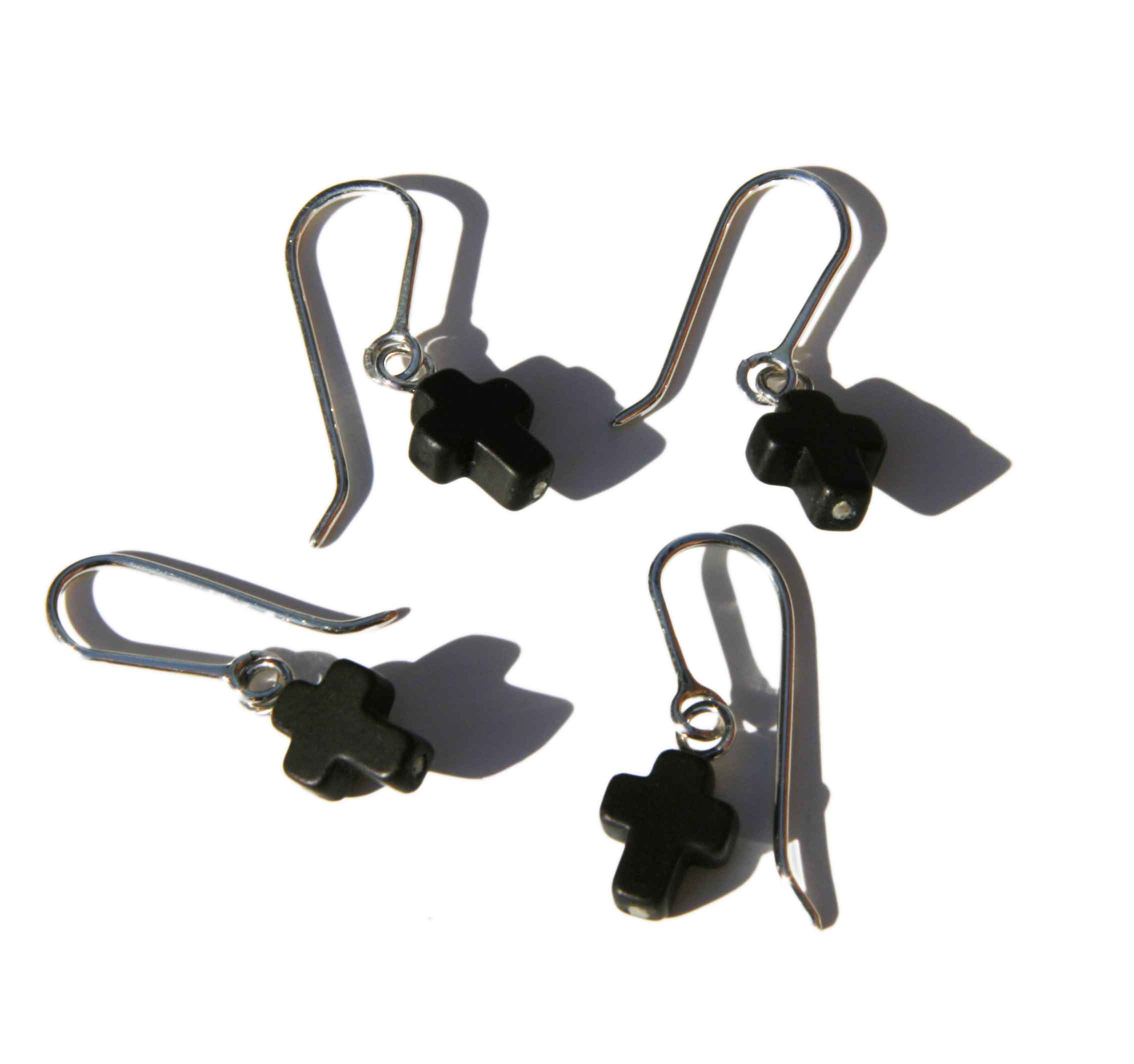 Earrings Stone Cross Hooks