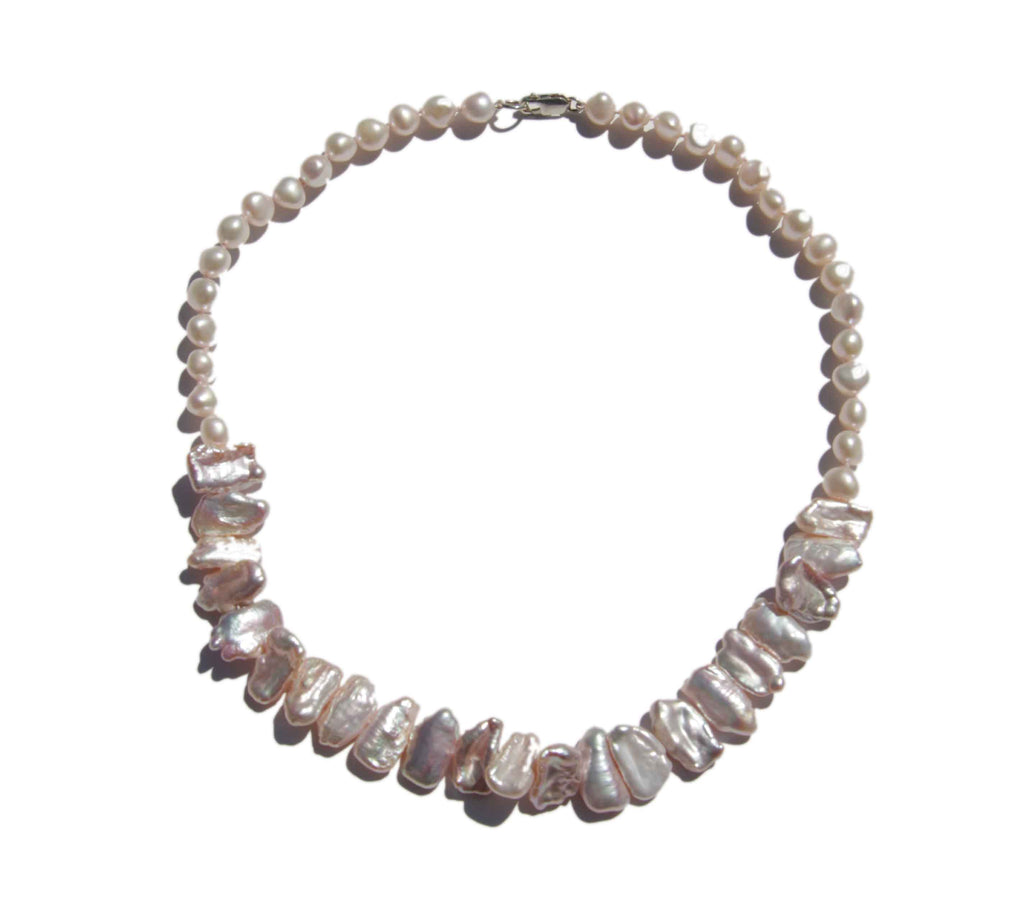 soft pink pearl necklace