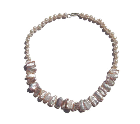 soft pink pearl necklace