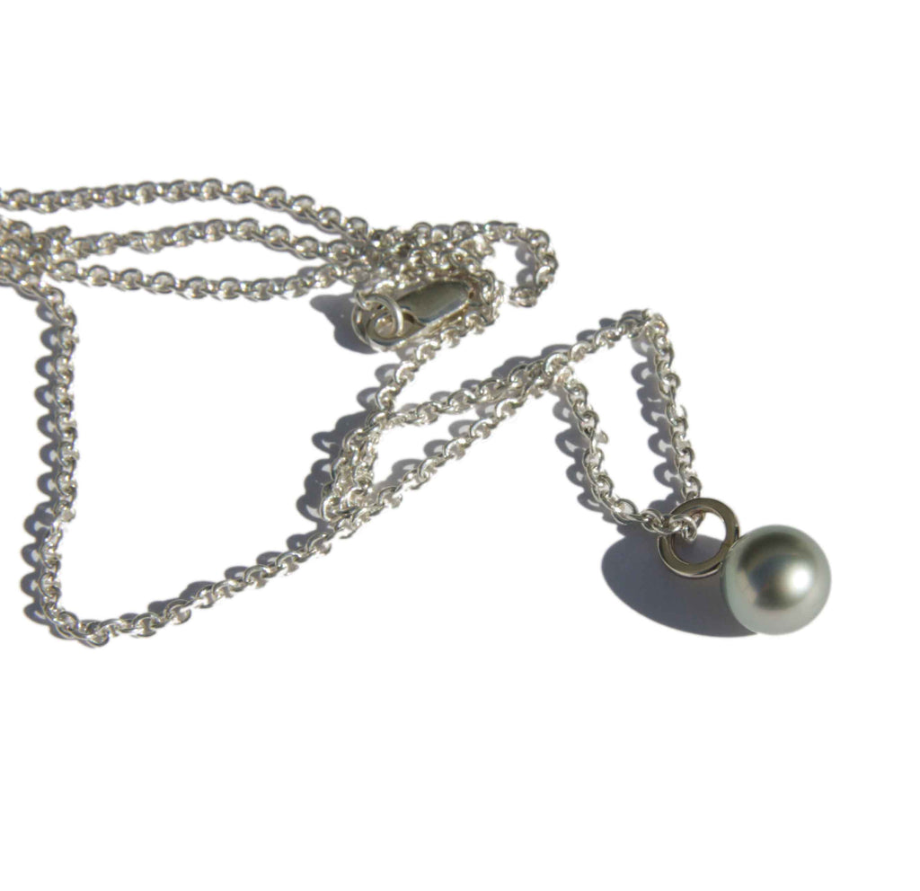 silver tahitian pearl pendant