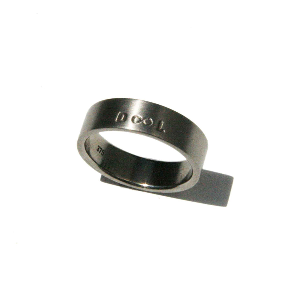 Initialed Wedding Band 9ct White Gold