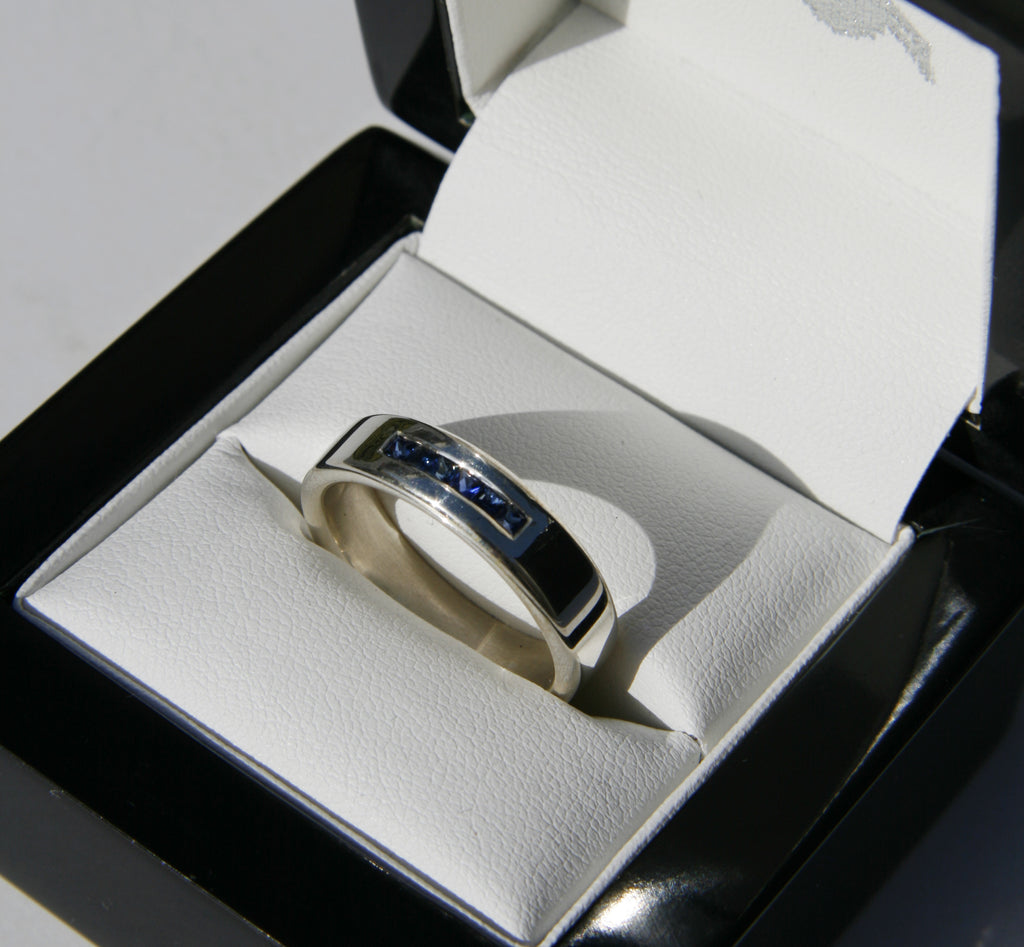 Channel set Sapphire and Silver ring